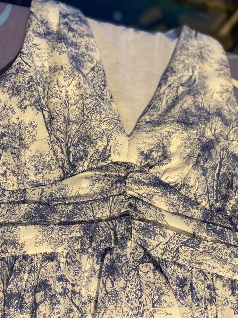 1. State blue floral cotton dress with tiers, size 8 - Picture 7 of 10
